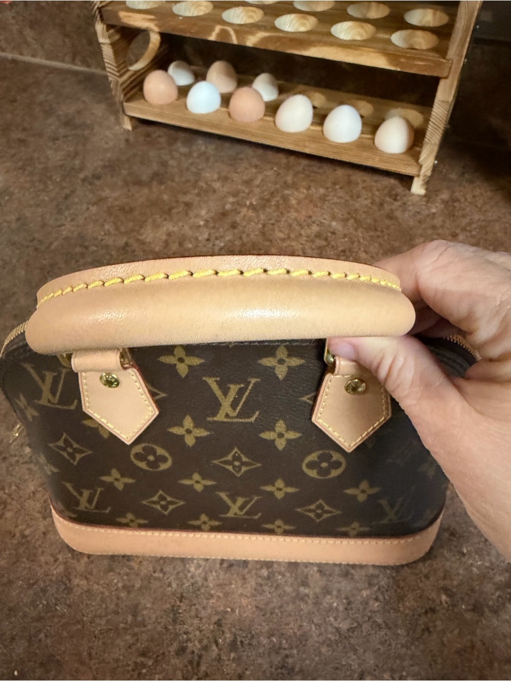 Louis Vuitton Brown Monogram Mini Handbag with Natural Vachetta Trim